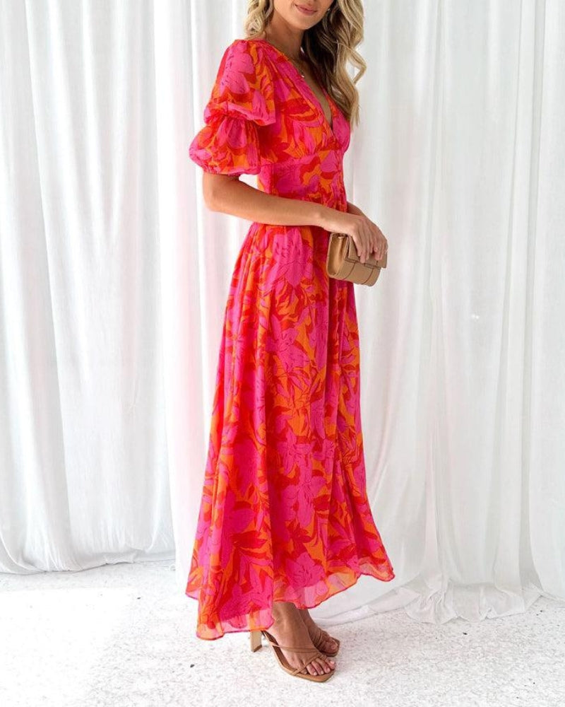 Romélie's™ | ROBE MAXI ROUGE ROSE