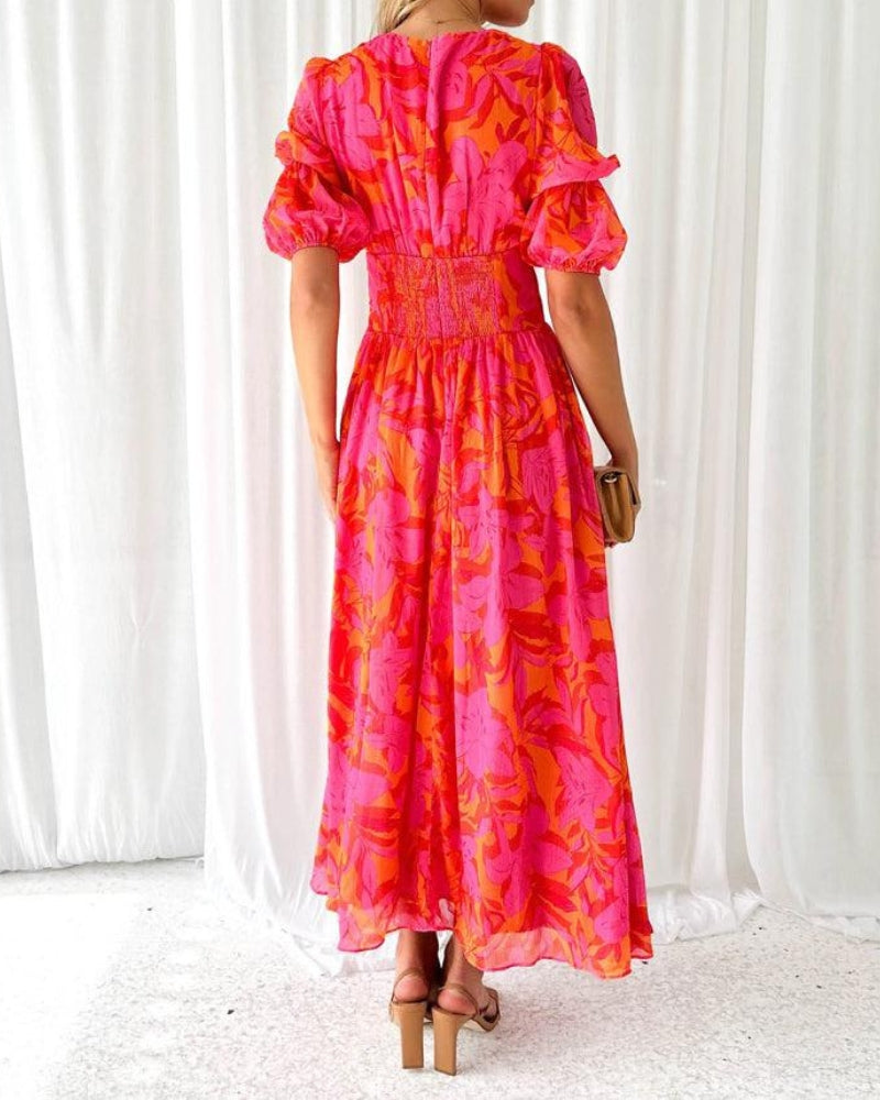 Romélie's™ | ROBE MAXI ROUGE ROSE