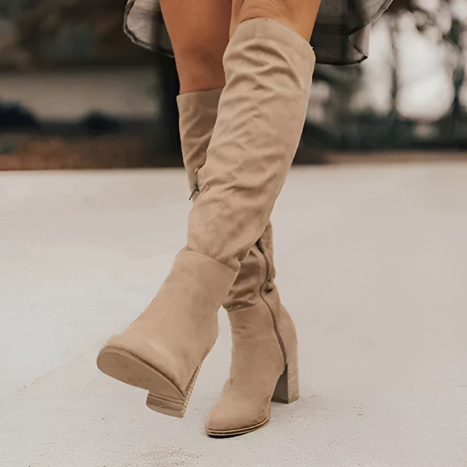 Romelie™ | Bottes Hautes en Cuir Et en Daim