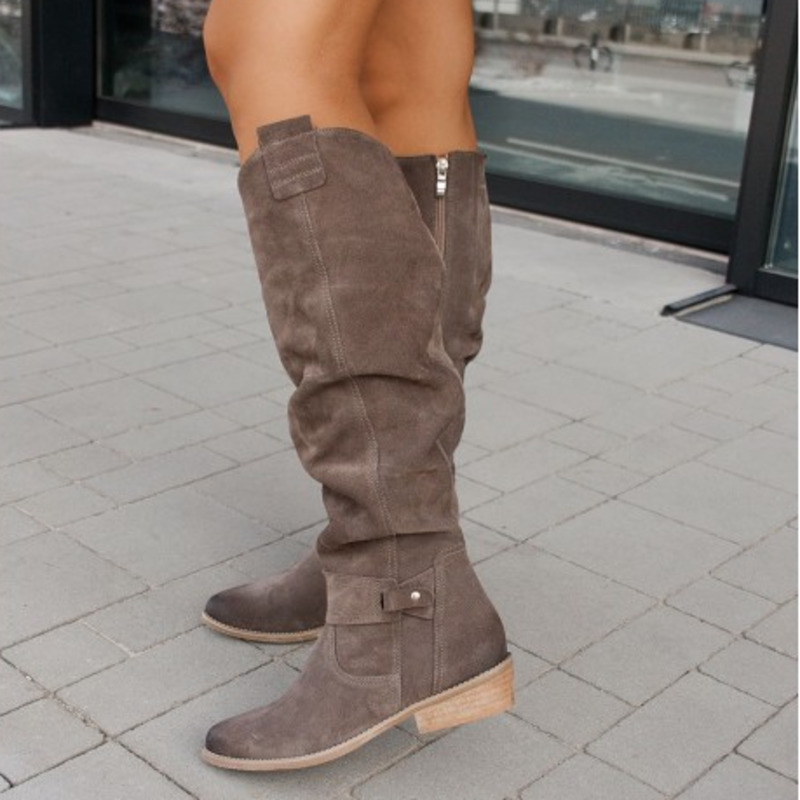 Romelie™ | Bottes Hautes en Cuir Et en Daim