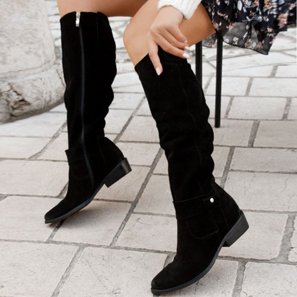 Romelie™ | Bottes Hautes en Cuir Et en Daim