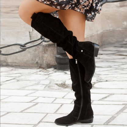 Romelie™ | Bottes Hautes en Cuir Et en Daim