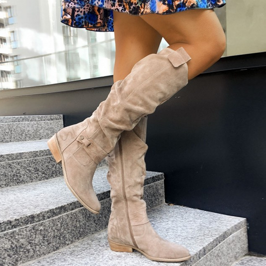 Romelie™ | Bottes Hautes en Cuir Et en Daim